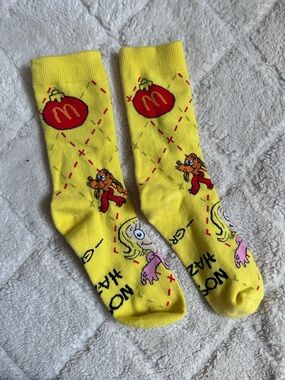 McDonalds | Yellow "The Grinch" Nose Hazard Christmas Socks | One Size Fits Most